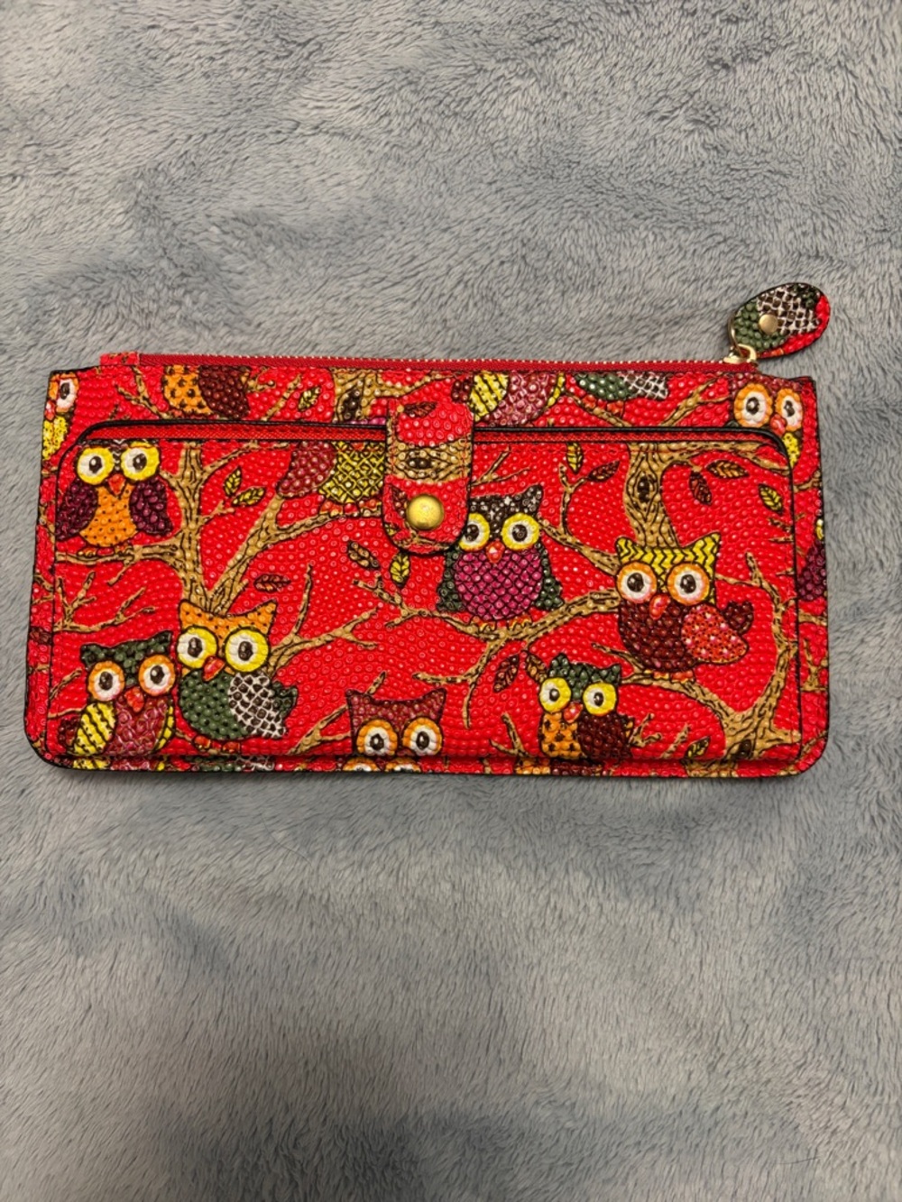 Red Owl Print Women’s Zip Wallet